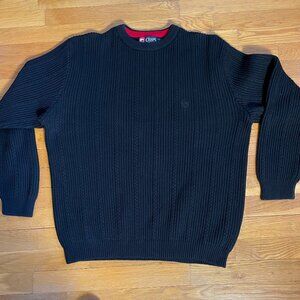 Vintage Chaps Ralph Lauren Cable Cotton Pullover Crewneck Sweater XL Black